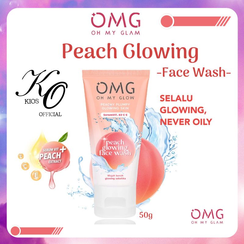 OMG Oh My Glow Peach Glowing Face Wash 9g&amp; 50g | Pembersih Wajah