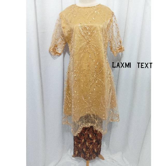 Setelan Dress Brokat + Rok Batik Prisket / baju setelan wanita  / TERMURAH