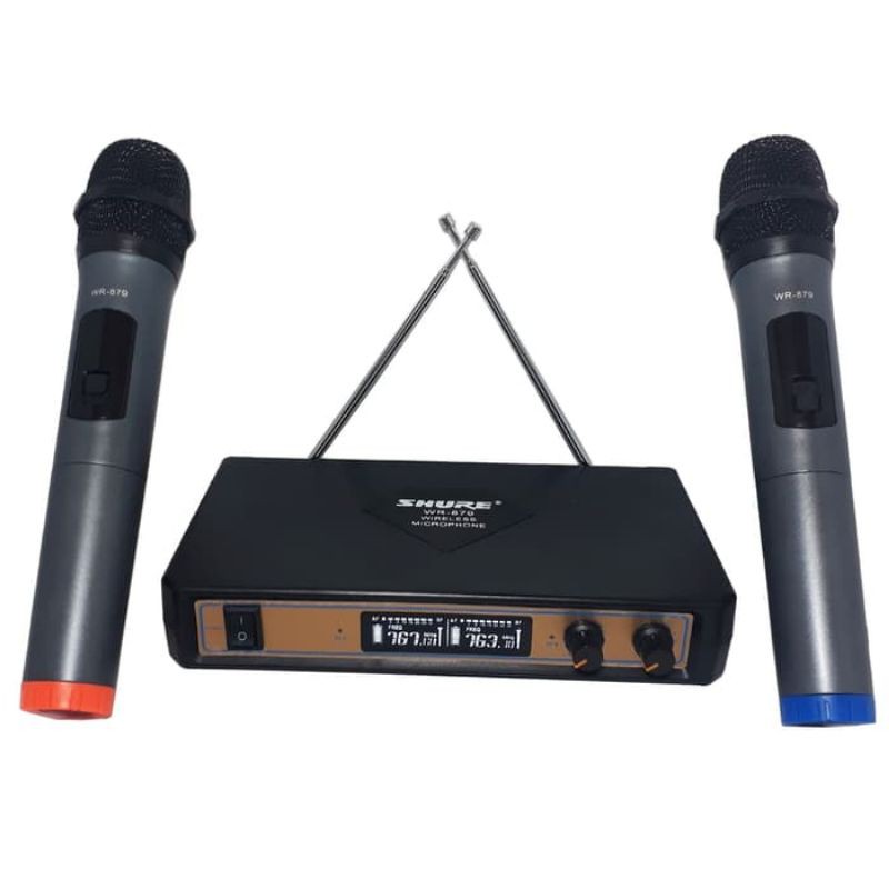 mic wireless shure wr 879 double mic/mic shure wr879 mic handle/wireless microphone/karaoke ktv