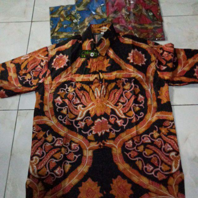 Kemeja Batik Pria Lengan Pendek Size M L Xl Xxl Bswart Batik Hrb026 Kenongo Hem Panjang Padi