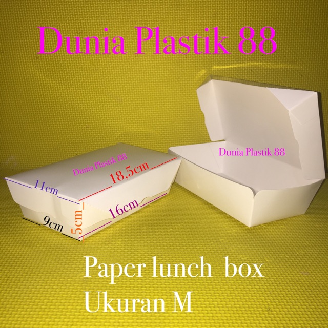 50pc Paper Lunch Box Ukuran M Kotak Dus Wadah Tempat Makanan Nasi Kertas Medium Sedang Take Away Shopee Indonesia