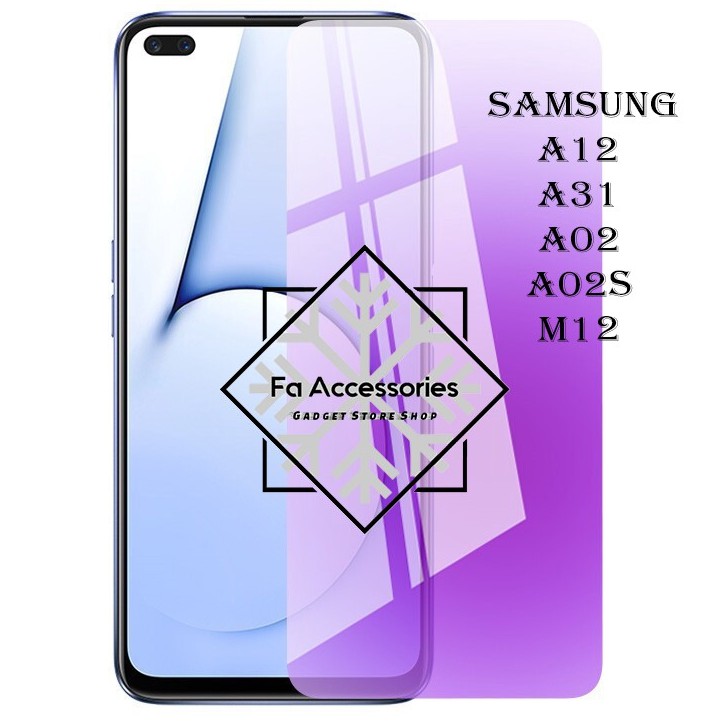 Tempered glass blue samsung A12 A13 A23 A31 A02 A02S A03 A03S A03CORE A04 A04S A04E S CORE M12 M52 M13 E 4G 5G antiradiasi blue light screen protector