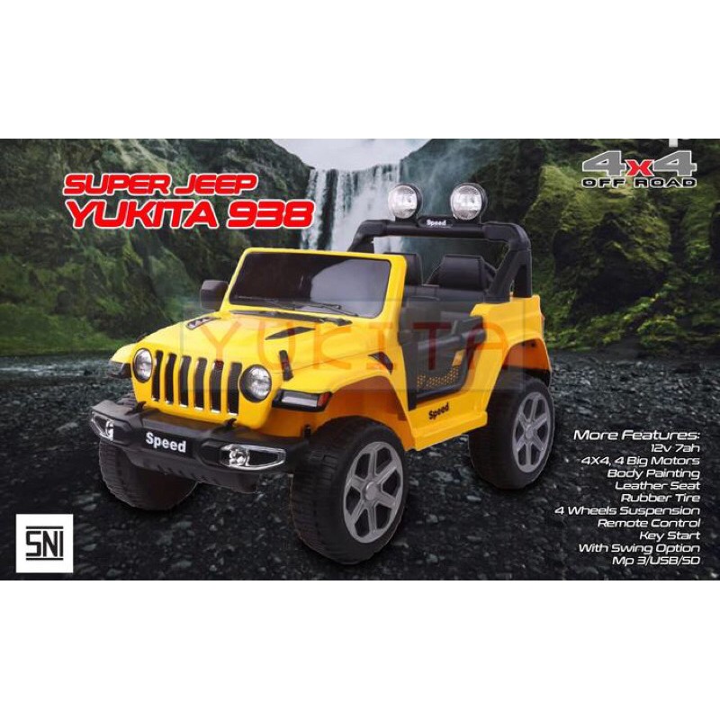 Mobil Aki Anak Jeep Rubicon Ban Karet