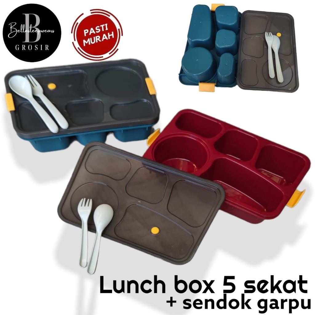 BELLA - LUNCH BOX KOTAK BEKAL MAKAN BENTO 4 / 5 SEKAT BAHAN KUAT &amp; AWET BPA FREE