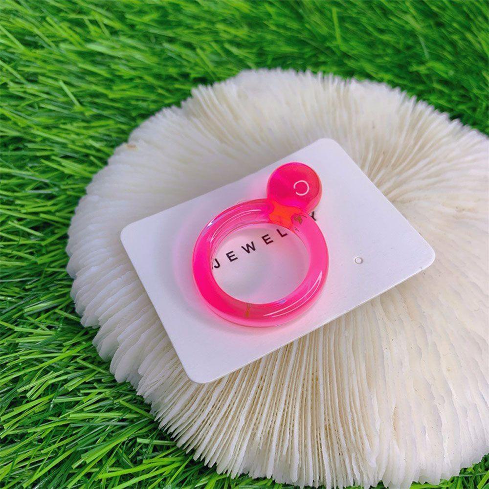 Mxbeauty Cincin Resin Hadiah Lucu Indah Manis Transparan Permen Warna Halus Geometris Fashion Perhiasan