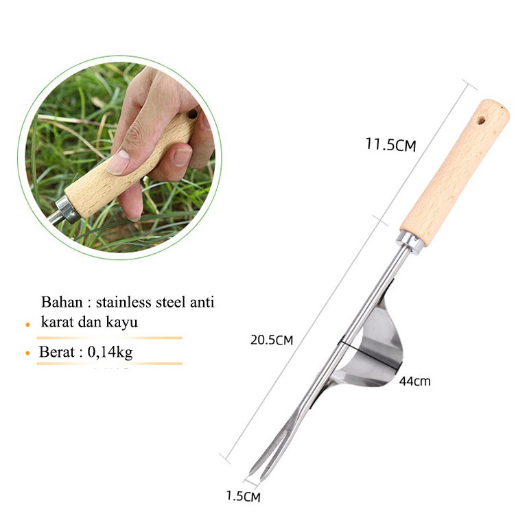 Alat Garpu Pembersih Cabut Rumput Liar Tanaman Garpu Pembersih Manual Stainless Steel Untuk Berkebun