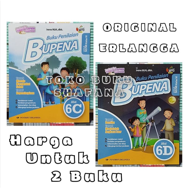 Paket 2 Buku Bupena 6C 6D Erlangga Kelas 6 SD K13 Revisi - Buku Penilaian ORI