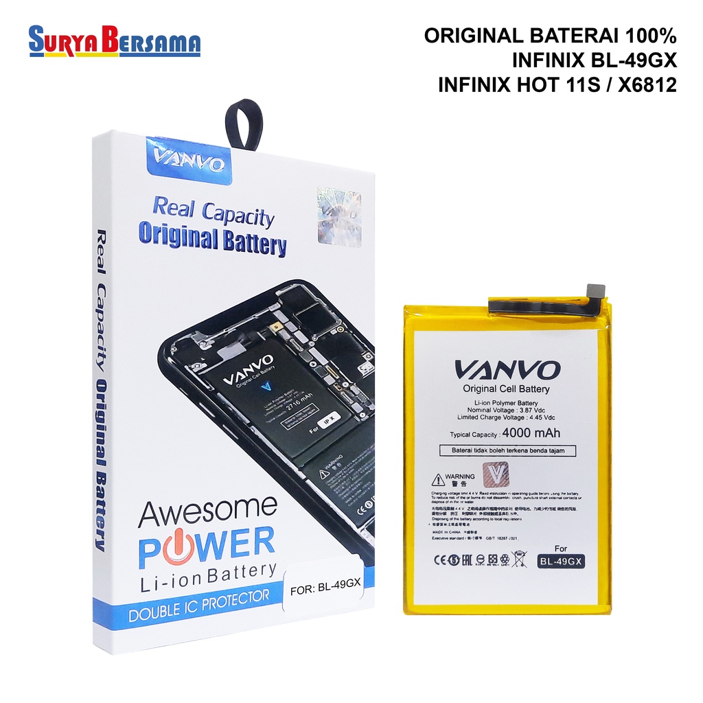 BATERAI VANVO BATERAI ORI 100 INFINIX BL-49GX HOT 11S X6812