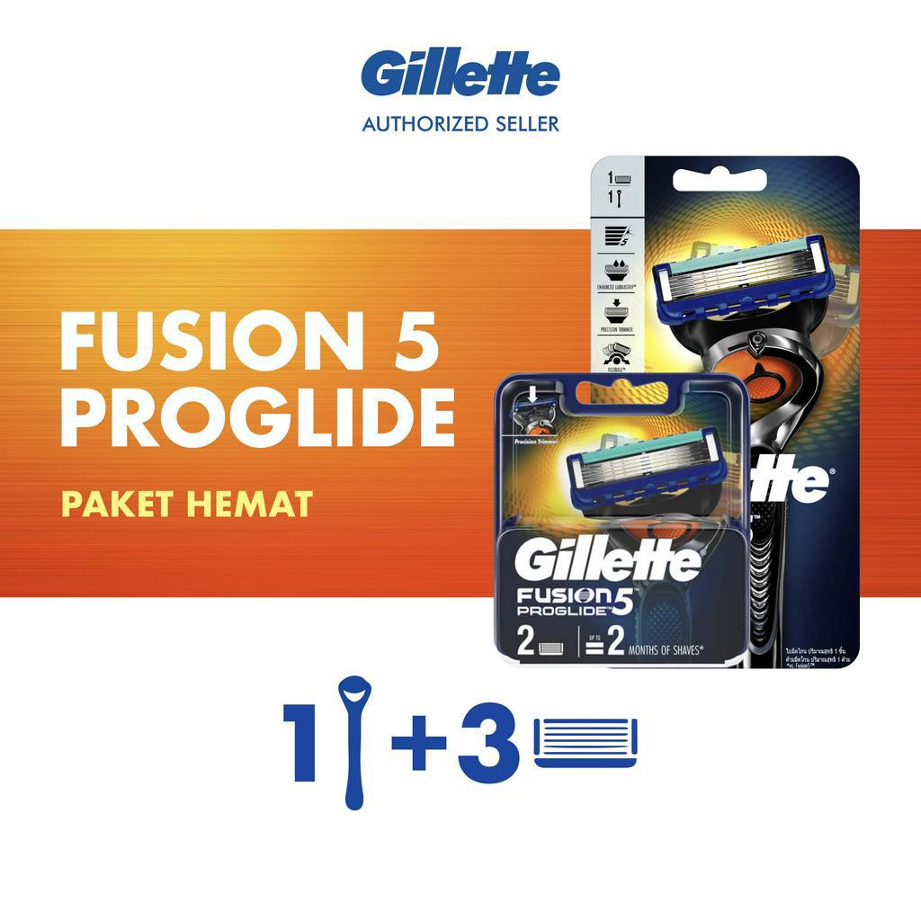 Gillette Alat Cukur Fusion Proglide Razor + 2 Refill Pisau Cukur Isi Ulang