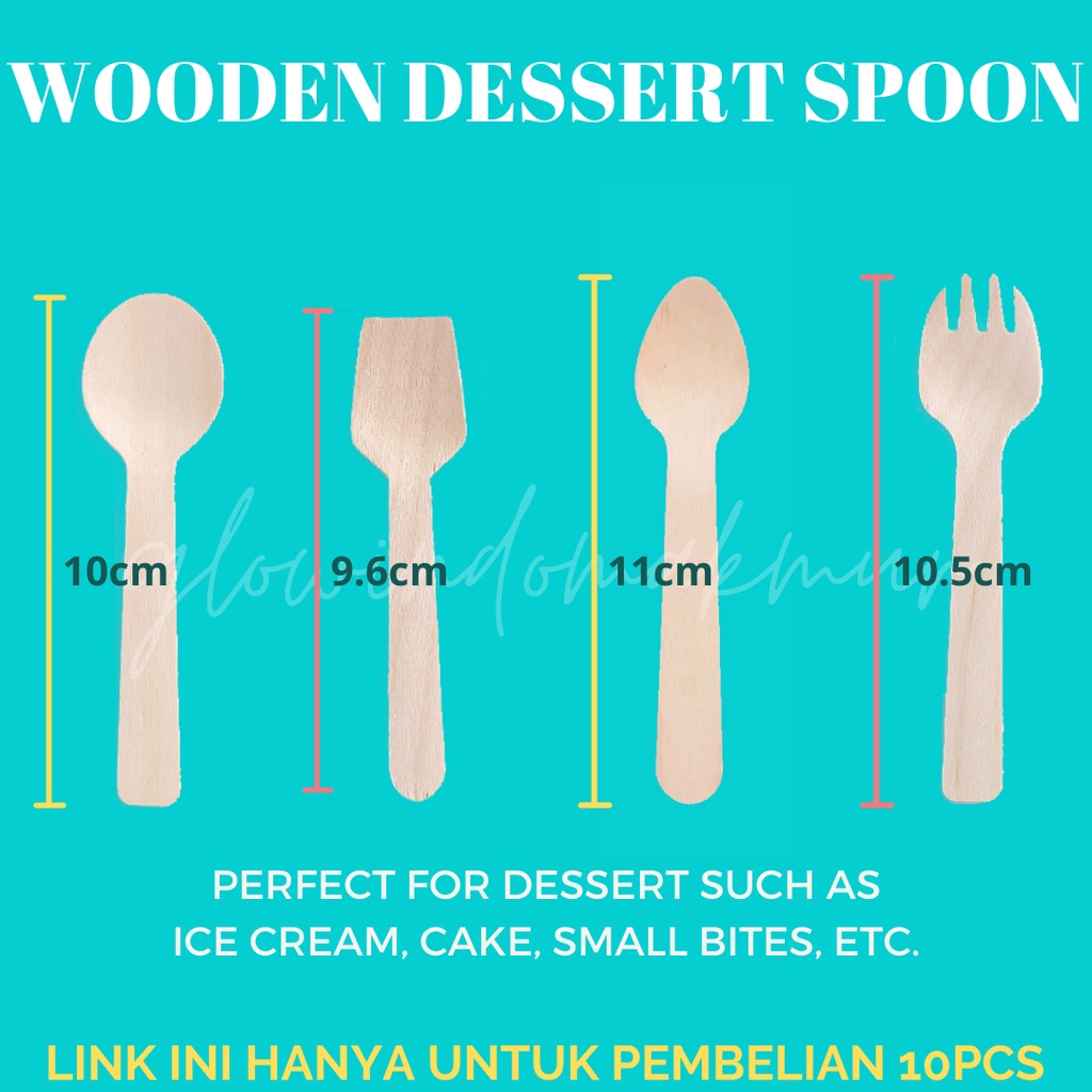 10PCS Sendok Kayu Wooden Spoon Sendok Dessert Kayu Sendok Makan Kayu Garpu Kayu Spork