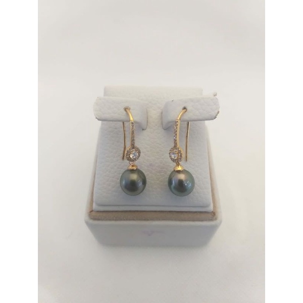 anting mutiara hitam air laut rodium kuning