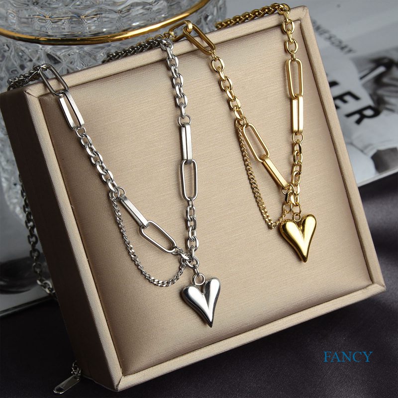 Kalung Rantai Klavikula Bahan Stainless Steel Warna Emas Untuk Wanita