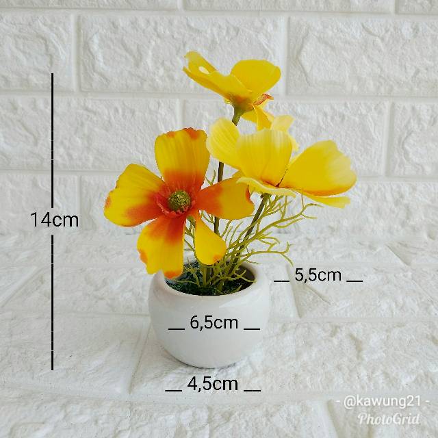 VBR01 Vas Mini Dengan Bunga Anemone Artificial Pot Keramik Unik Dekorasi Pajangan Rumah