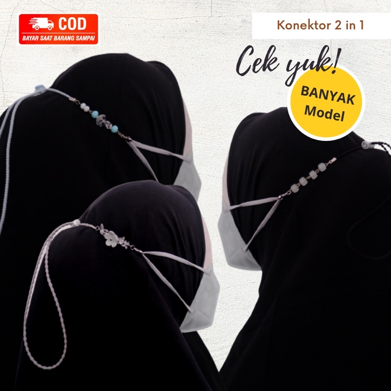 Konektor 2 in 1 Masker Konektor Masker Hijab Bunga