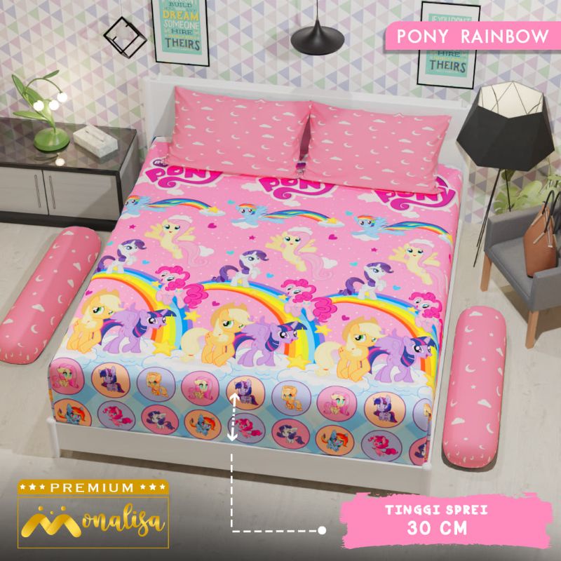 Monalisa - ORIGINAL SPREI TINGGI 30CM 120/160/180/200 Queen King T30 Motif Pony Rainbow Kuda Poni Po