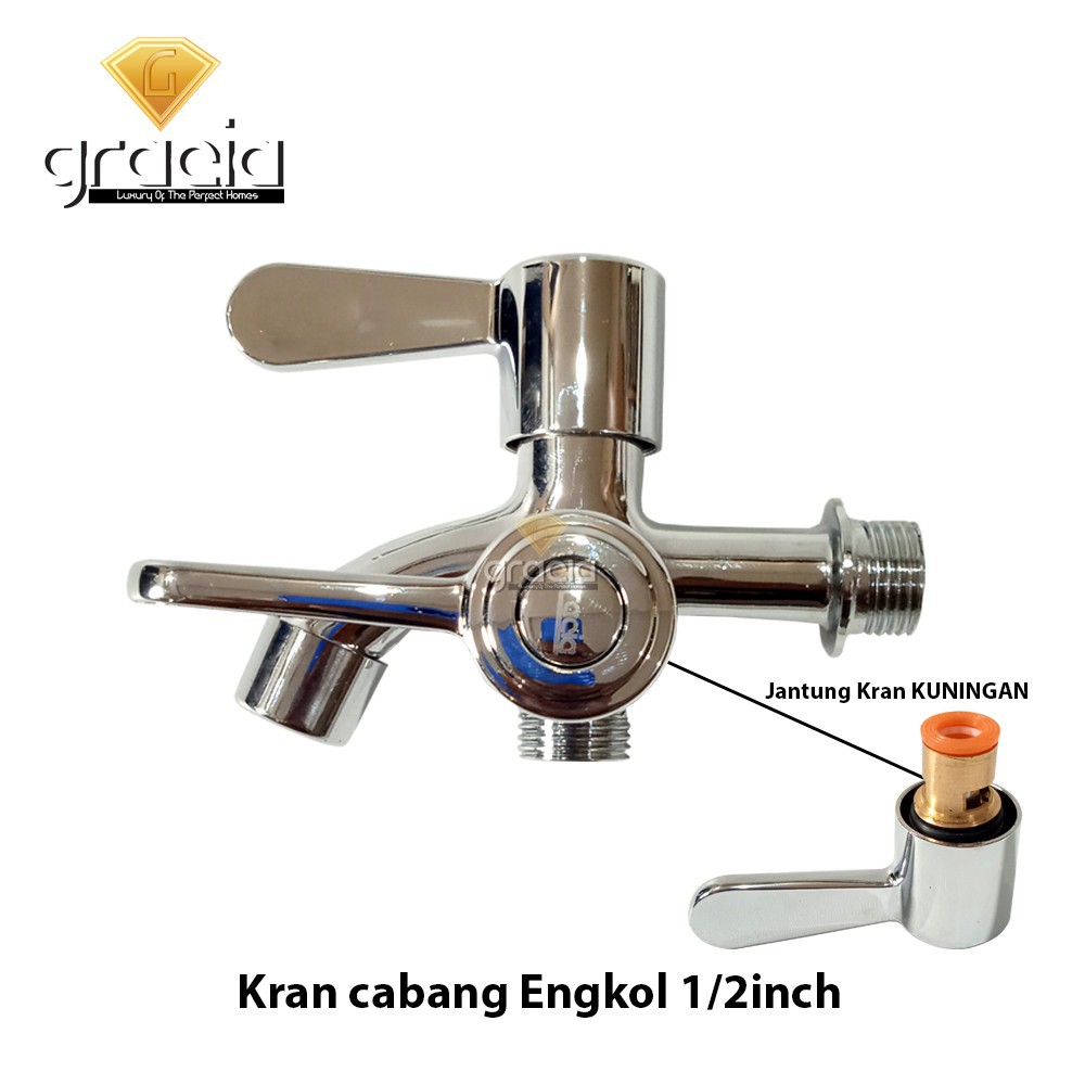 Kran Cabang / Double 1/2 inch Stainless Gold / Black Kran Air Shower Kamar Mandi