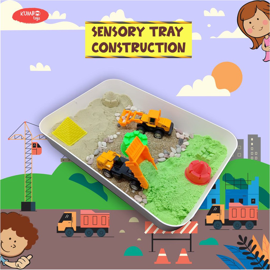 Construction Sensory Tray Mainan Montessori Sensory play