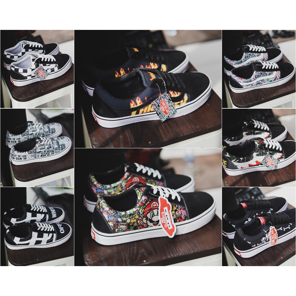 11.11 Sepatu Pria Vans Oldskool Motif Print 3D Casual Sneakers Kets /Murah/Kuliah/Sekolah/Santai