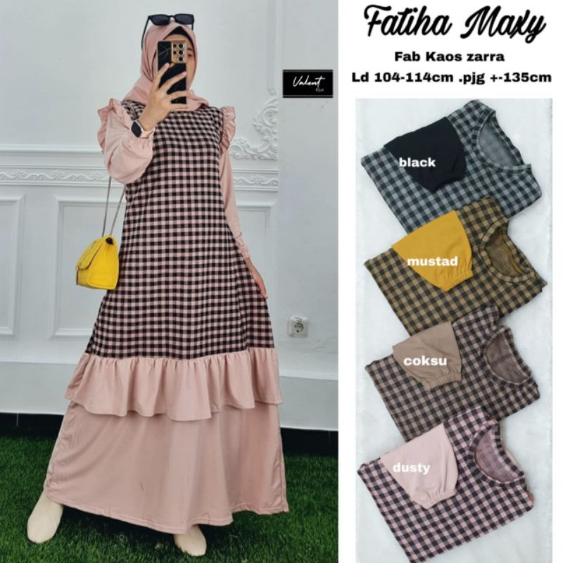 fatiha Maxi dress kaos Zara dress motif dress muslim dress midi dress Valent hijab dress cantik dres