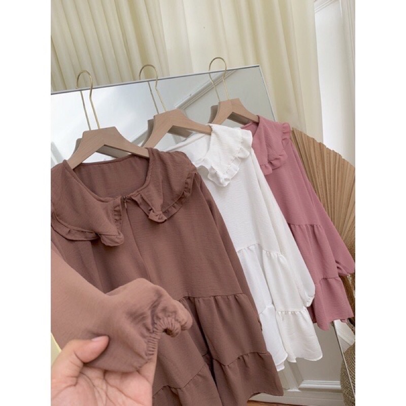 ALENSA BLOUSE CRINKLE / ATASAN WANITA KRAH KUPU RUFFLE SUSUN