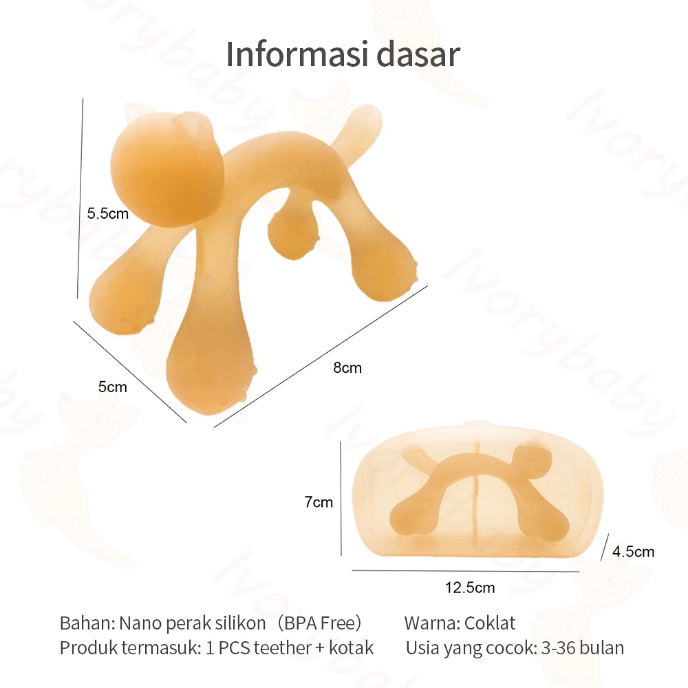 Ivorybaby Gigitan bayi  silikon nano perak teether bayi  dengan kotak