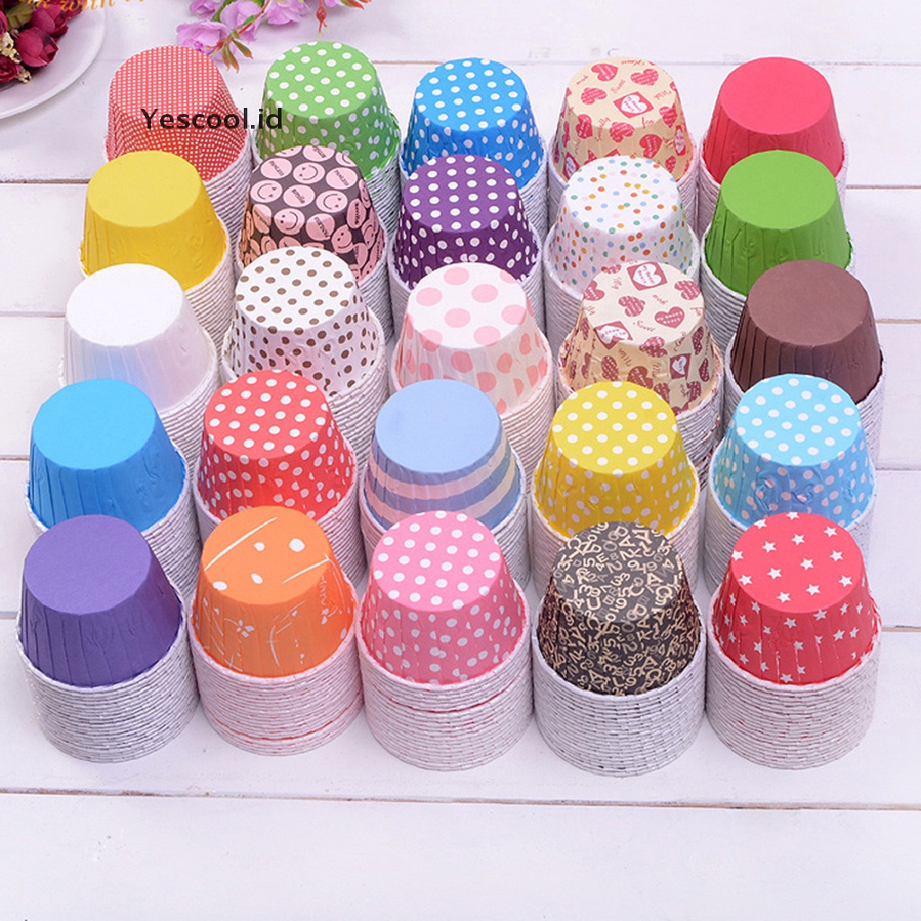 【Yescool】 Random 100 pcs Cupcake Liner Baking Cups Cupcake Mold Paper Muffin Cases Cake Decorating Tools .