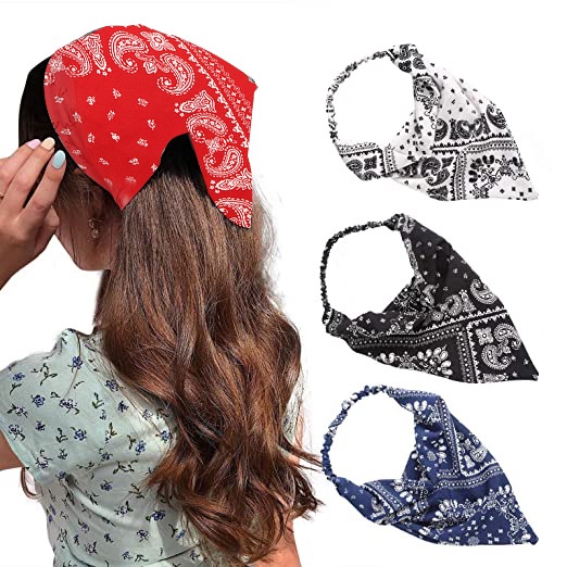 Bando Bandana Turban Elastis Scraft Multifungsi Korea Fashion Wanita Hair Aksesoris Rambut Bohemia Headband / Headband Triangle Woman Scraf Bahan Satin dan Katun Motif Polos Wanita