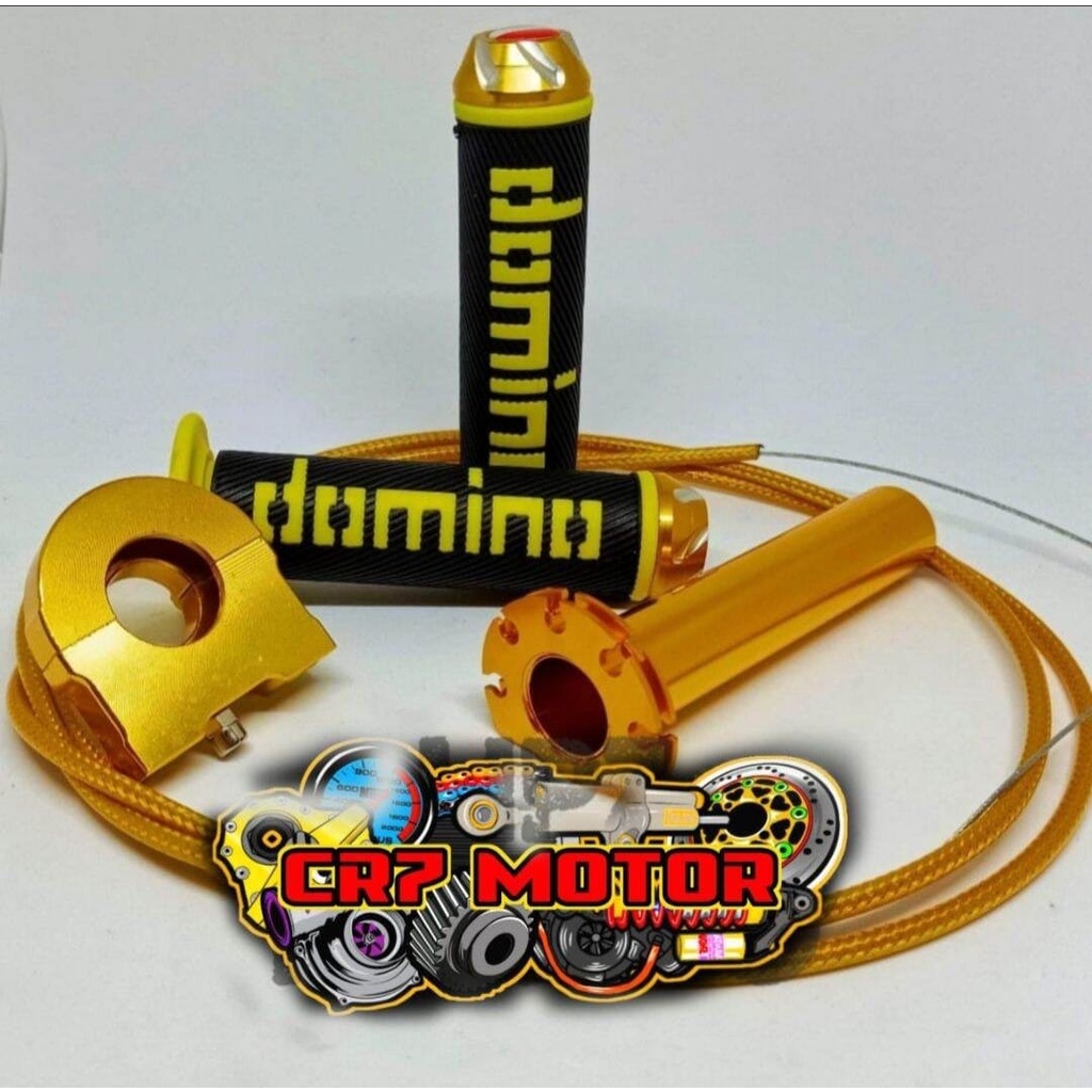 GAS SPONTAN FULL CNC+1 KABEL SERAT KARBON 190CM+HANDGRIP DOMINO+JALU STANG_UNIVERSAL