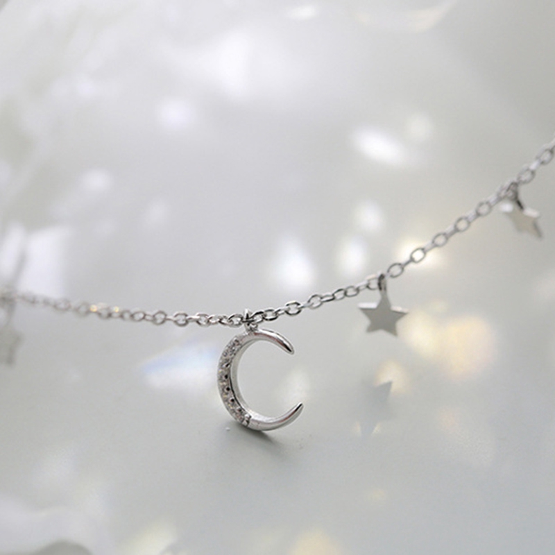 Gelang Bintang Bulan Indah Gelang Rantai Lapis Silver Gelang Tangan Bintang Indah Untuk Wanita Perhiasan Permen