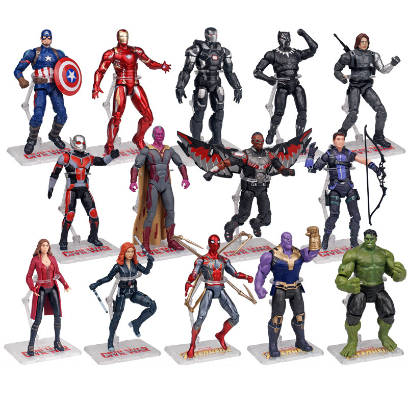 Asli 17 cm Marvel Avengers Action Figure Spider Man Hulk Captain America Thor Thanos Black Janda Hawkeye Boneka Endgame Mainan Boneka