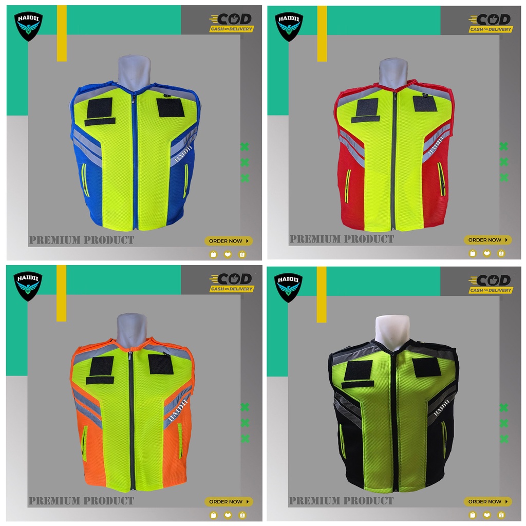 Rompi Polos / Rompi Touring Motor Club / Hijau Stabilo / Rompi Doublemest