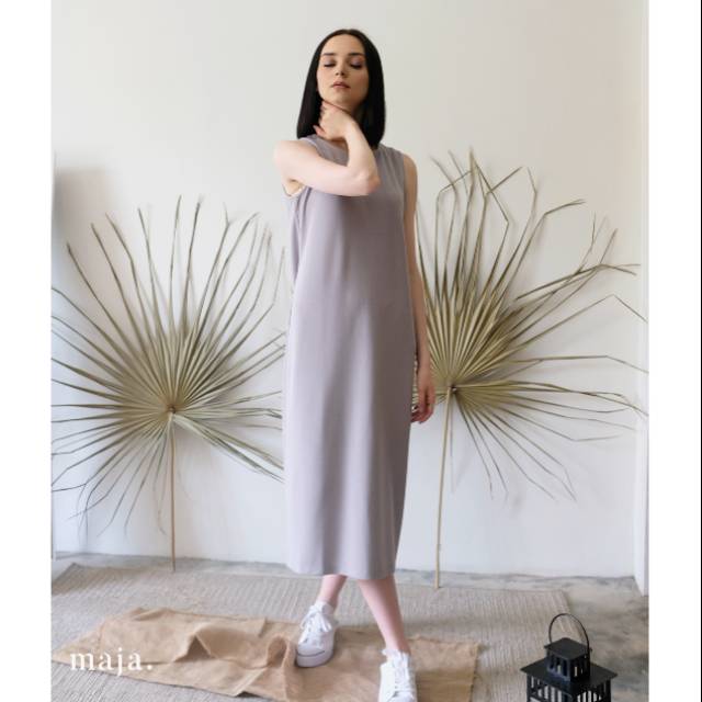 laura dress 115 cm loose dress inner dress casual dress santai  light grey dll