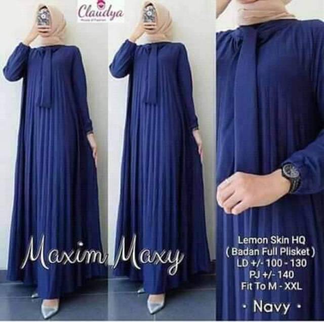 Gamis Plisket Pita Mayung Jumbo / Gamis Plisket Maxi Leher Pita