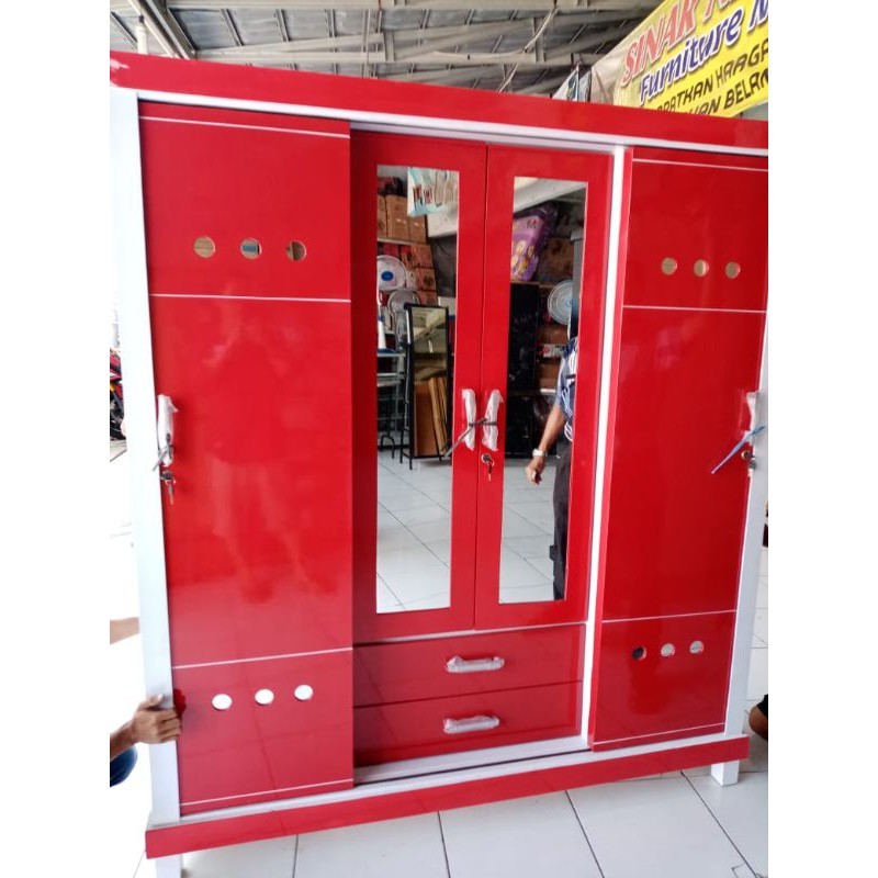 lemari sliding 4 pintu kayu