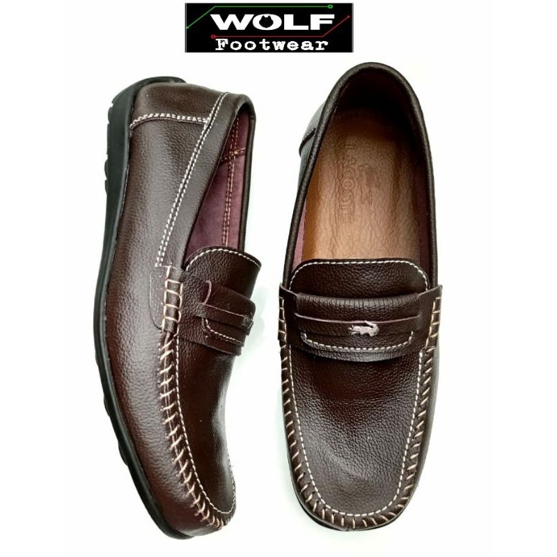 WOLF x LACOSTE|Sepatu Loafer Pria Kulit Asli Sol Tanam Sepatu Casual Moccasin Kulit Asli