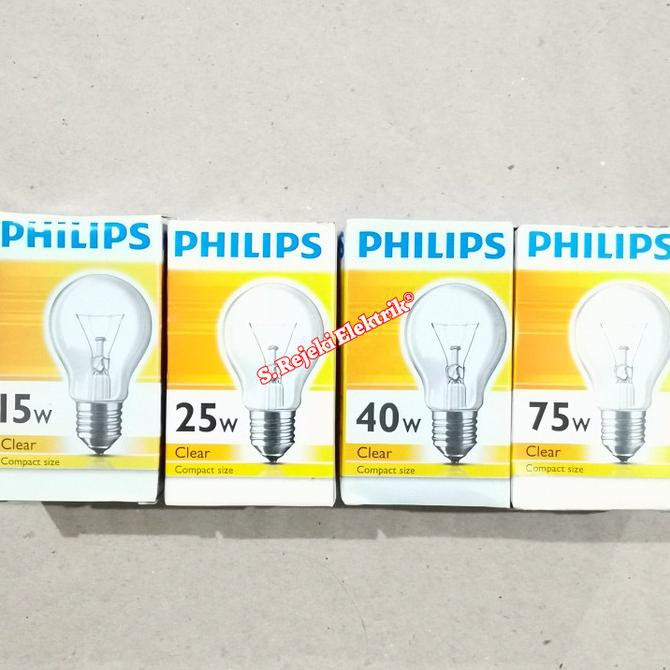 Unik Philips Lampu Bohlam Clear/Bening E27 15 25 40 75 Watt 15W/25W/40W/75W - 75 Watt Promo
