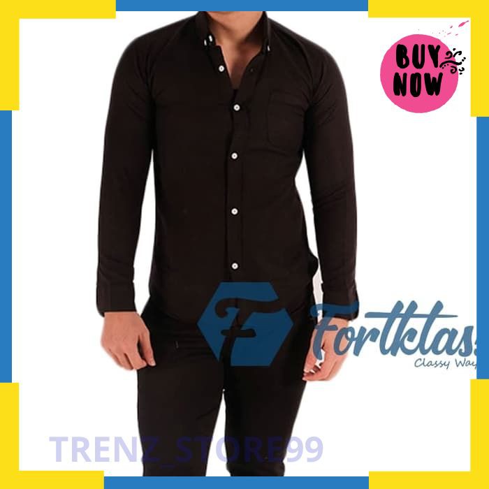 Terlaris HEM KEMCO KEMEJA PRIA LENGAN PANJANG BAJU COWO COWOK CASUAL - Putih L Keren