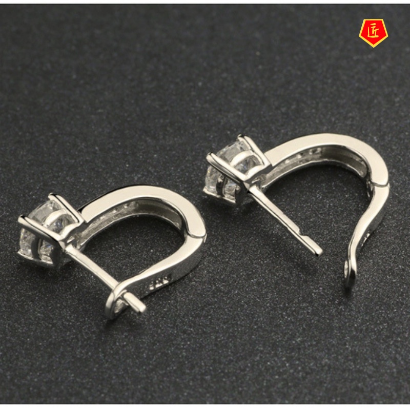 [Ready Stock]Creative Fashion Diamond Silver Ear Clip Stud Earrings