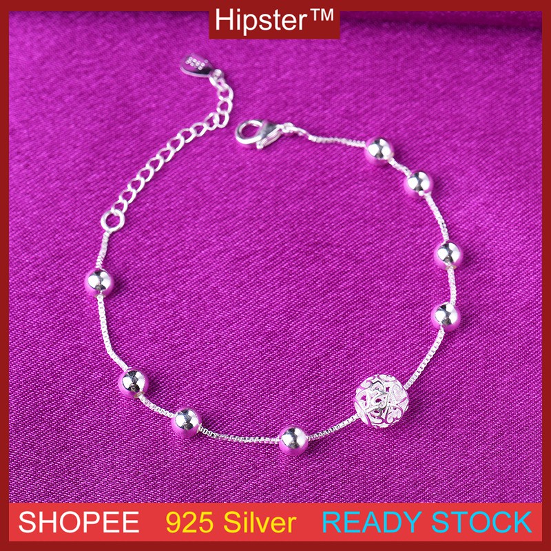 Fashion Aksesoris S925 Sterling Silver Gelang Bentuk Desain Kepribadian Sederhana Rantai Kaki Serbaguna