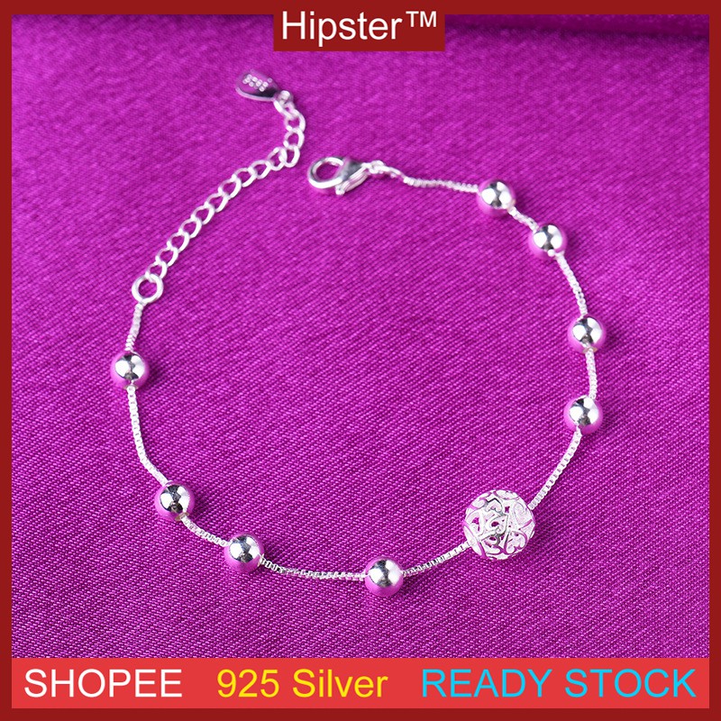 Fashion Aksesoris S925 Sterling Silver Gelang Bentuk Desain Kepribadian Sederhana Rantai Kaki Serbaguna