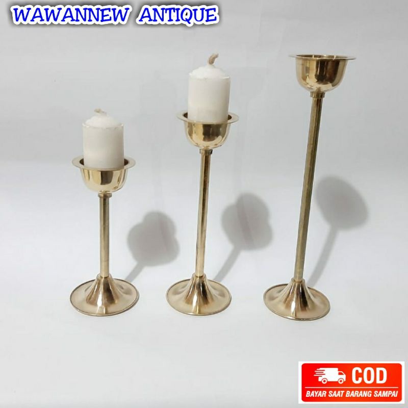 Tempat Lilin Polos Aromaterapi Kuningan Antik Murah 25cm - Candle Holder