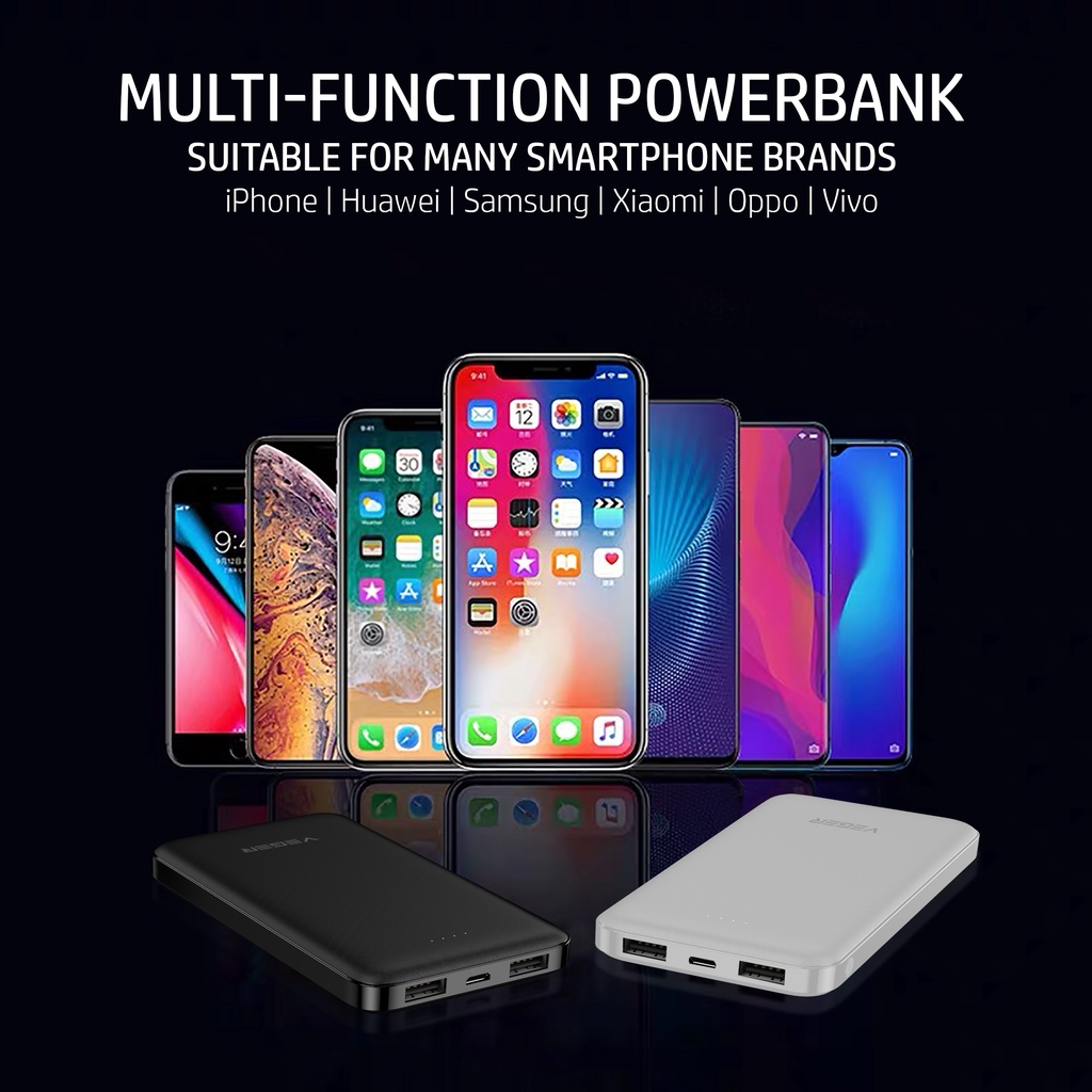 Powerbank Power Bank VEGER X103 10500mAh 2 Port USB Output 2.4A Original