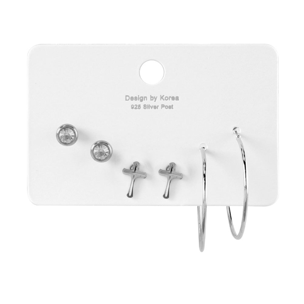 6pcs / Set Anting Tusuk Motif Bintang / Kupu-Kupu / Hati Bahan Alloy Warna Silver Untuk Wanita