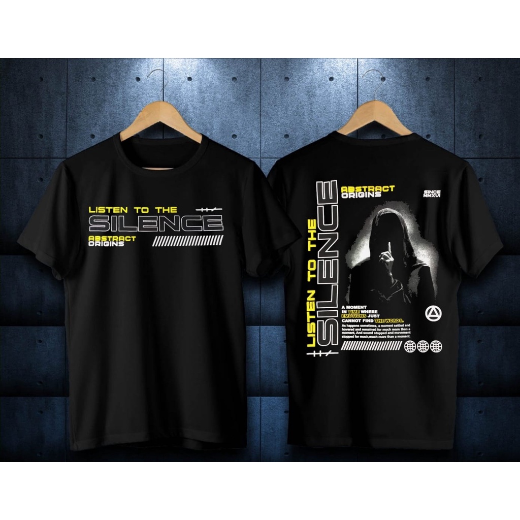 Silence T-shirt Kaos Distro Premium Pria Baju Kaos Murah Kaos Bergambar Kekinian Lengan Pendek Unisex