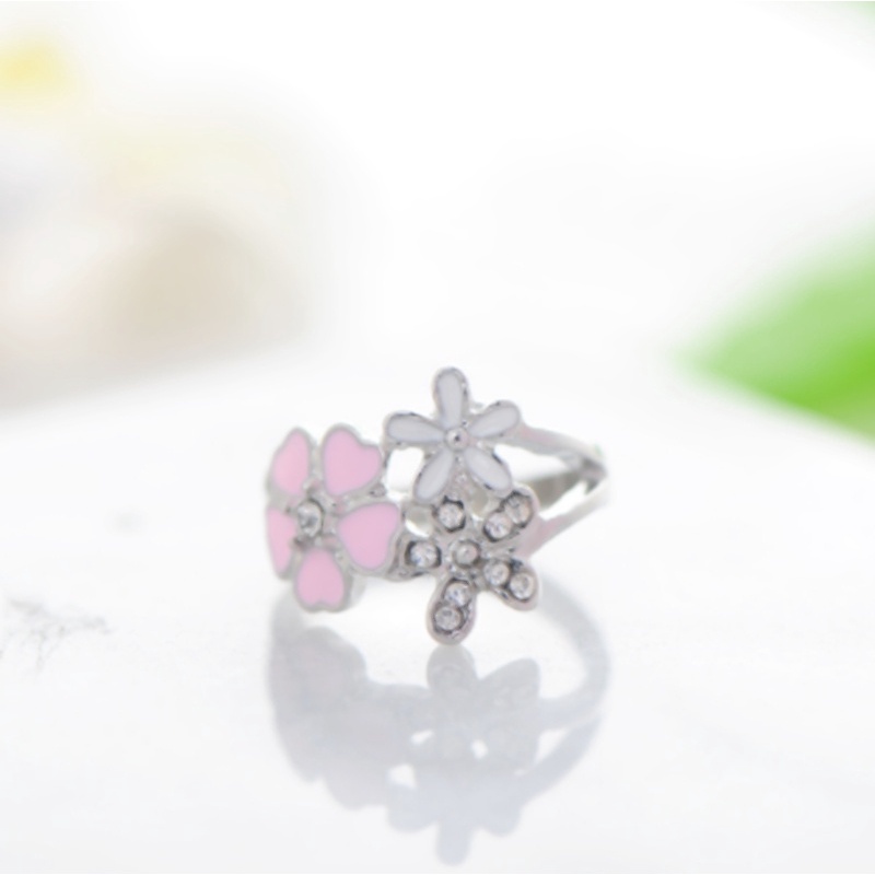 Drop Cherry Red Enamel Ring Heart-shaped Diamond Pollen Ring