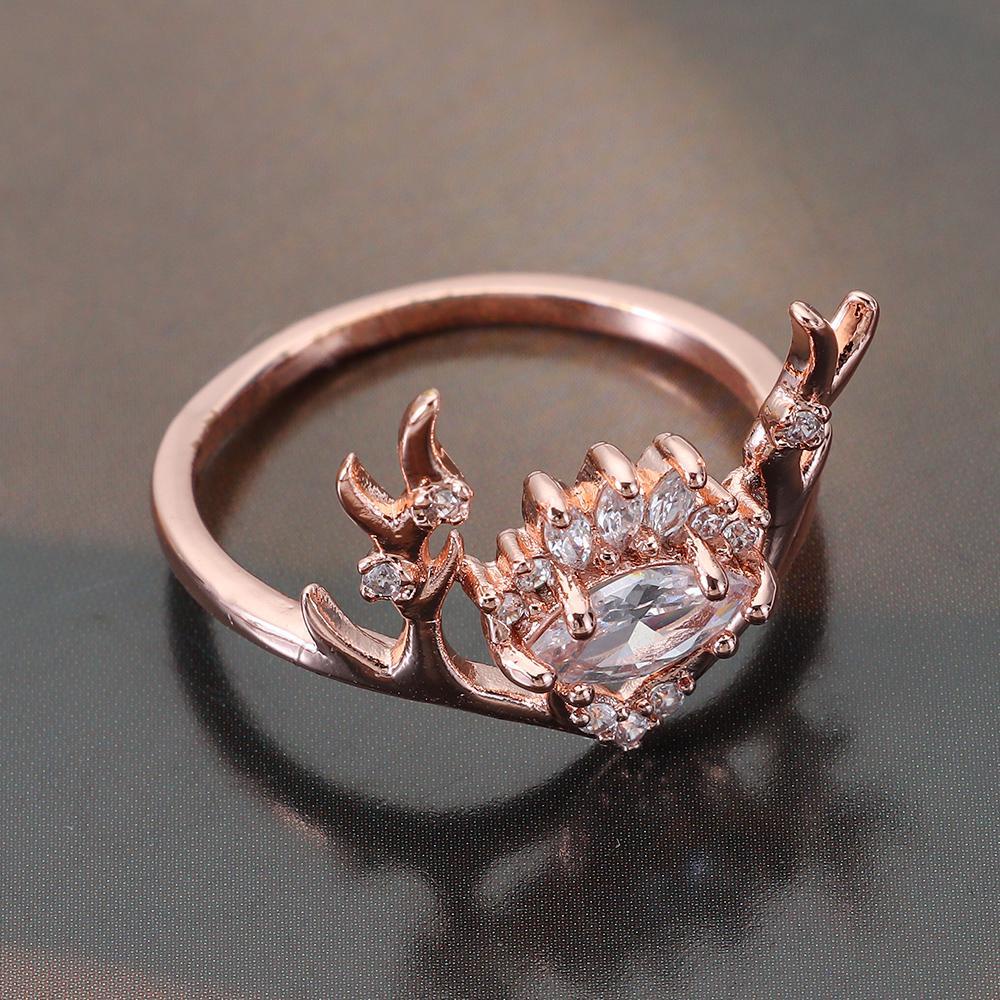 R-flower Deer Ring Hadiah Hari Valentine Perhiasan Tunangan Baru