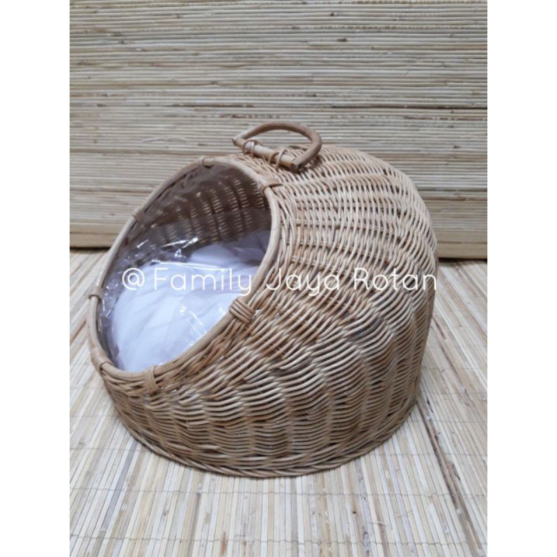 WRT rumah kucing rotan helm/rumah anjing kelinci/rumah pets rotan