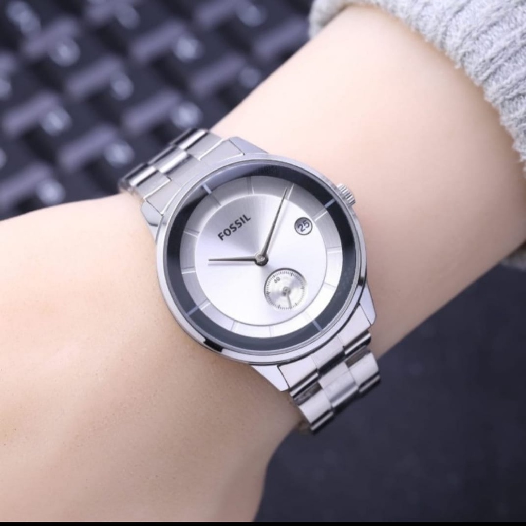 JAM TANGAN WANITA FS RANTAI CHRONO DETIK DAN TANGGAL AKTIF DIAMETER ,5CM