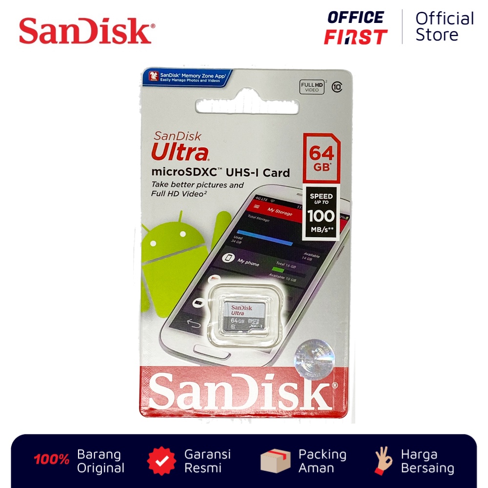 SanDisk microSDXC UHS-I 100 MBps 64 GB / Memory Card Kartu Micro SD