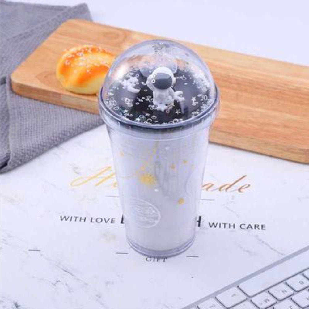 Botol Minum Tumbler + Sedotan Seri Bintang Planet Tempat Air Minum Sedotan Straw Large Water SH-8